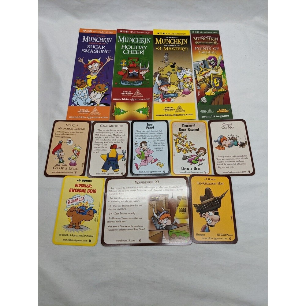 Lot Of (12) Munchkin Bookmark And Card Promos Steve Jackson Games